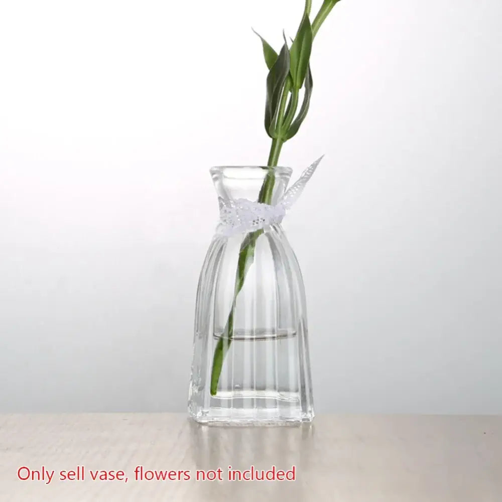 Ornate ribbed multicolor glass vase set living room flower pot