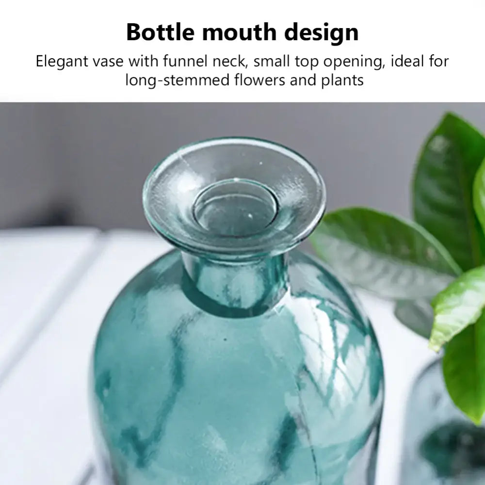 Ornate ribbed multicolor glass vase set living room flower pot