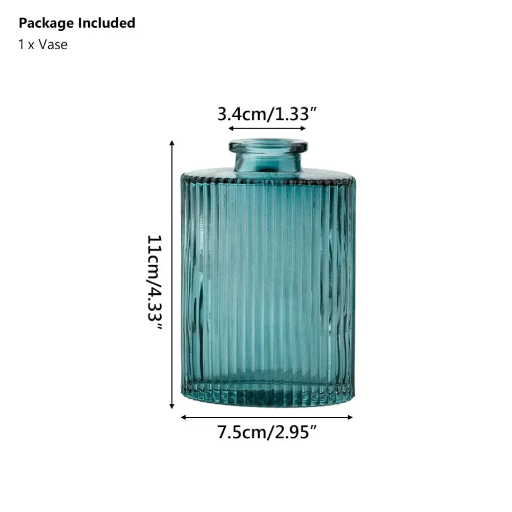 Ornate ribbed multicolor glass vase set living room flower pot