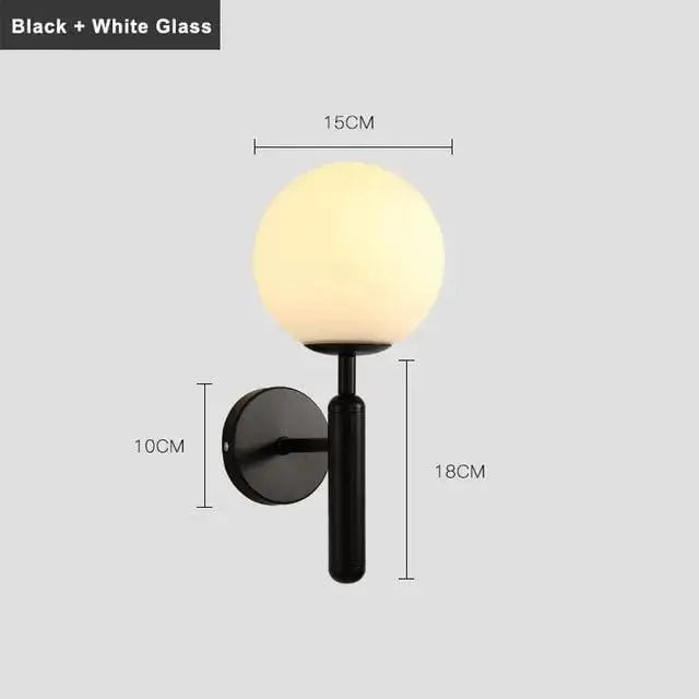 Luxury gold frosted glass globe wall sconce bedroom light