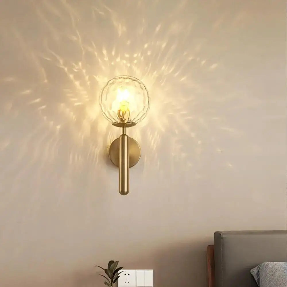 Luxury gold frosted glass globe wall sconce bedroom light