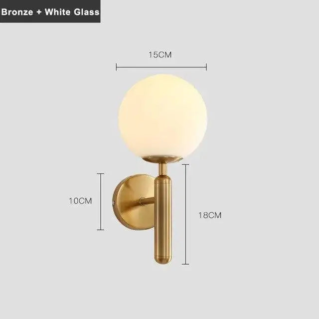 Luxury gold frosted glass globe wall sconce bedroom light