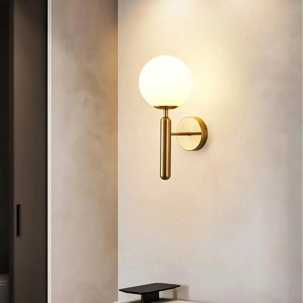 Luxury gold frosted glass globe wall sconce bedroom light