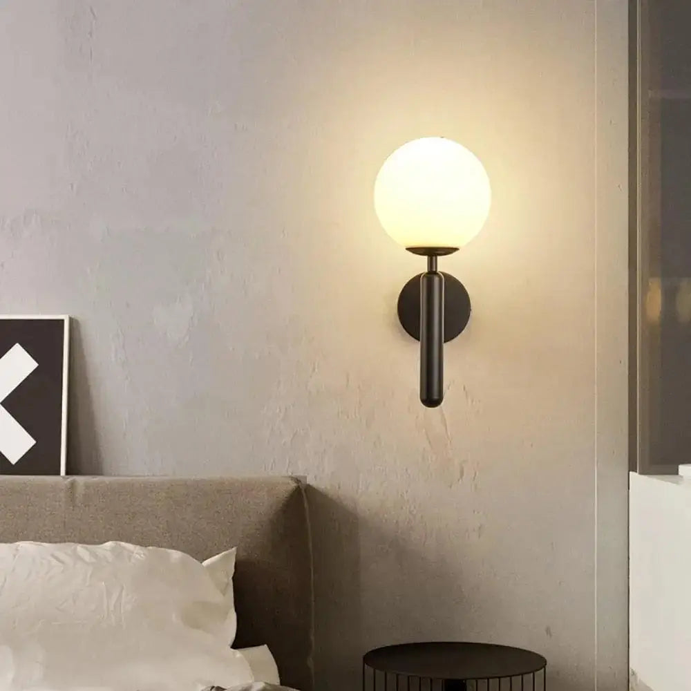 Luxury gold frosted glass globe wall sconce bedroom light