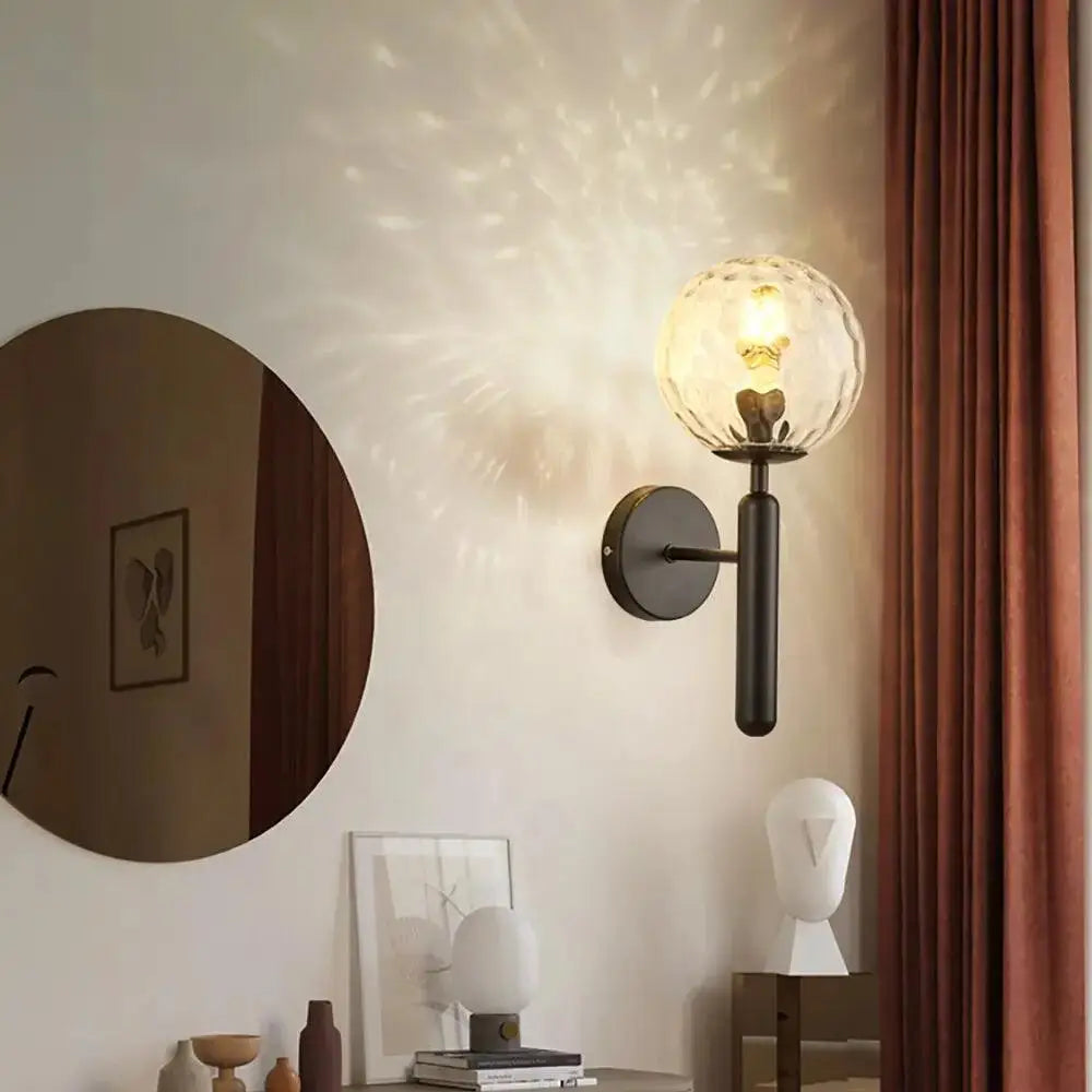 Luxury gold frosted glass globe wall sconce bedroom light