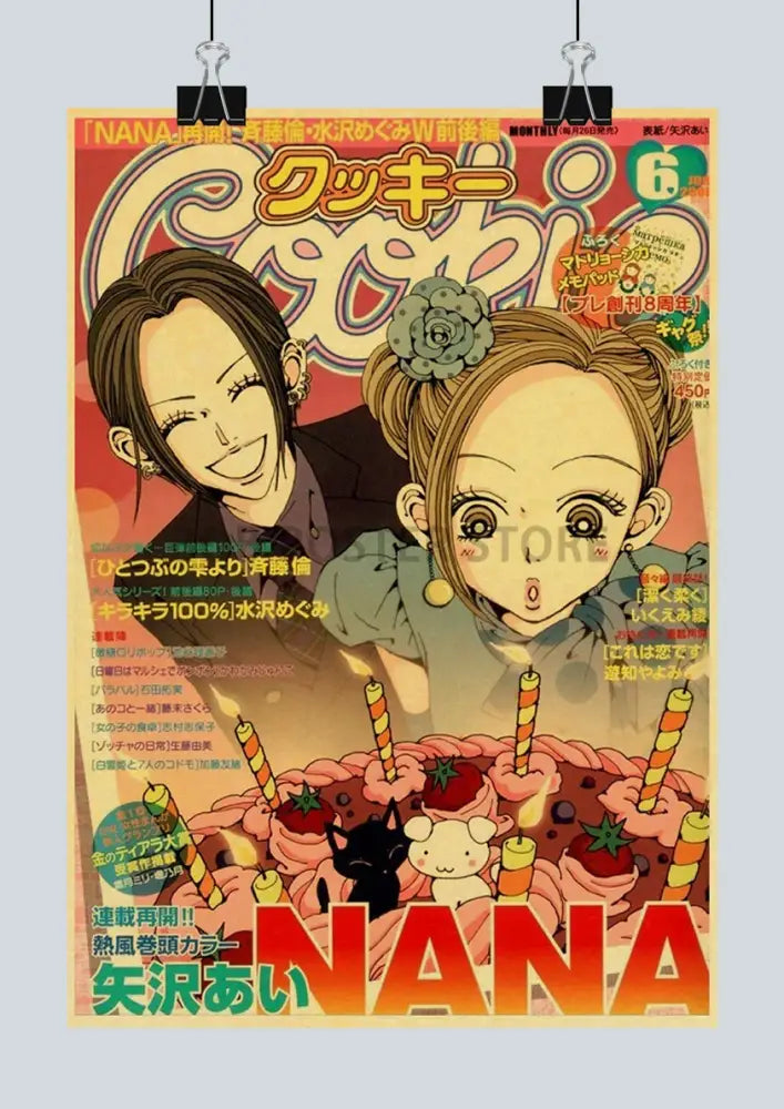 Vintage nana anime poster set kraft paper bedroom wall art