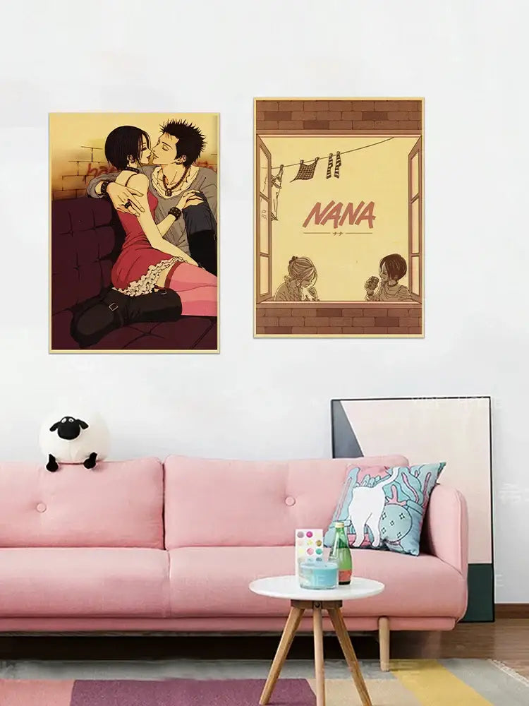 Retro sepia nana anime poster set bedroom wall decor