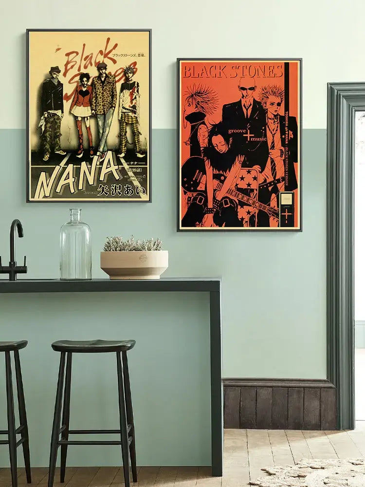 Nana anime retro poster set punk bedroom wall decor
