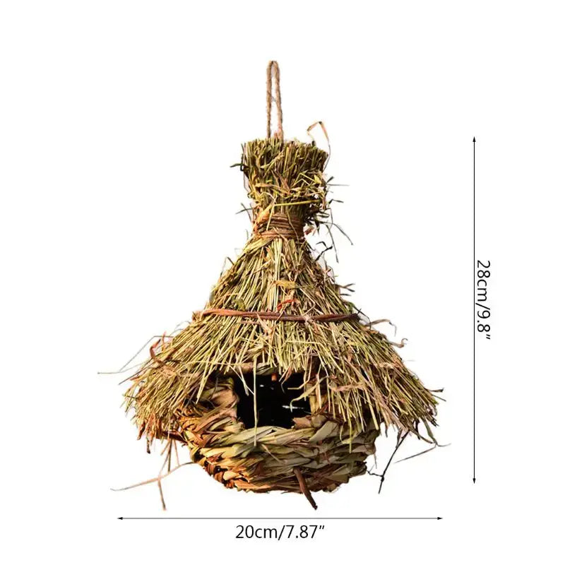Rustic handwoven natural grass bird cage outdoor garden decor