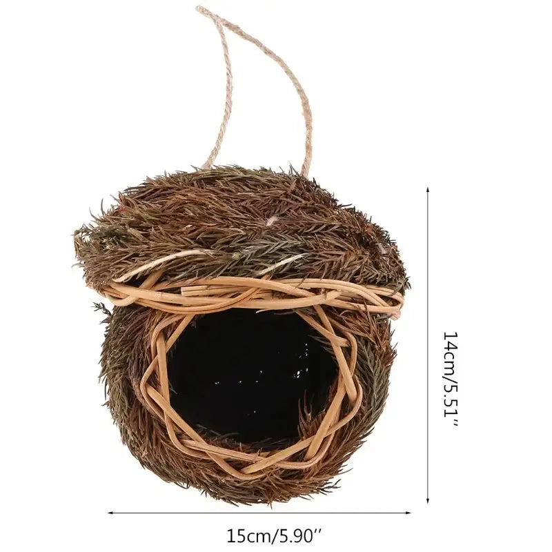 Rustic handwoven natural grass bird cage outdoor garden decor