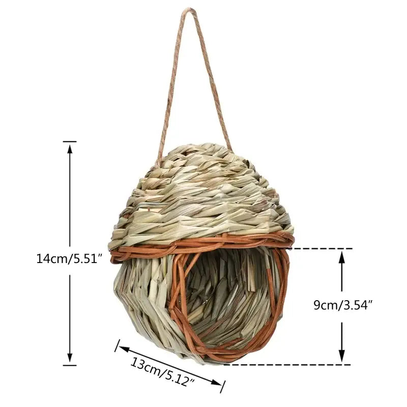 Rustic handwoven natural grass bird cage outdoor garden decor