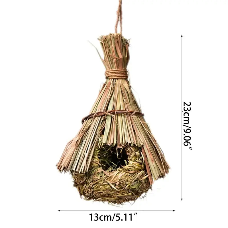 Rustic handwoven natural grass bird cage outdoor garden decor