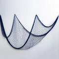 Nautical theme beige & navy blue fishing net wall decor living room
