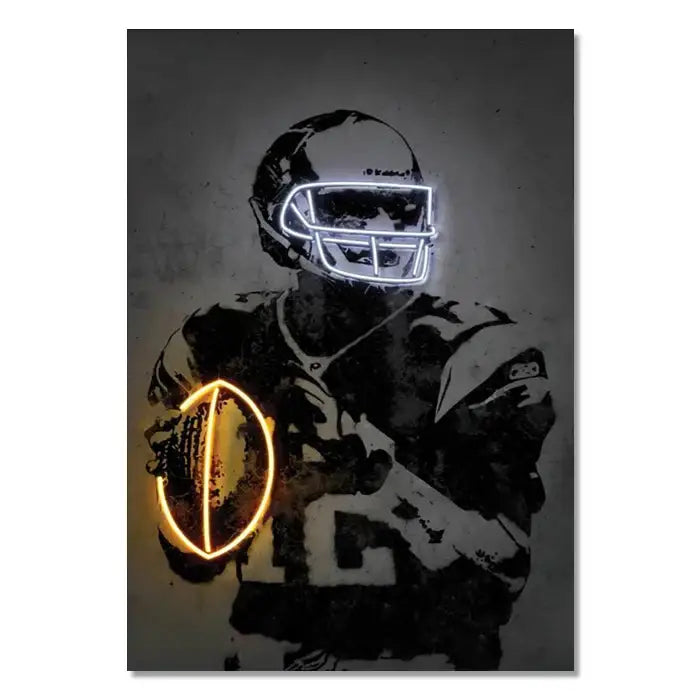 Modern ronaldo soccer stars neon wall art bedroom decor