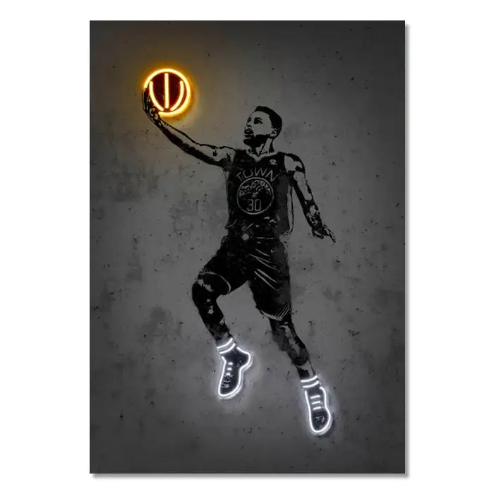 Modern ronaldo soccer stars neon wall art bedroom decor