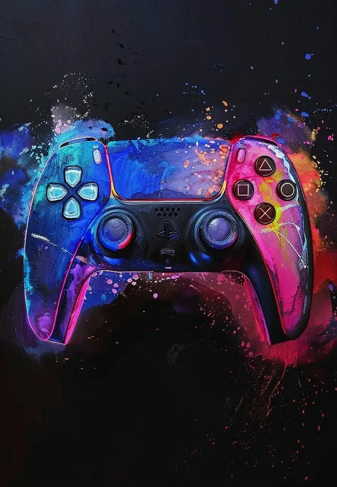 Vibrant neon video game posters set for gamer bedroom canvas art