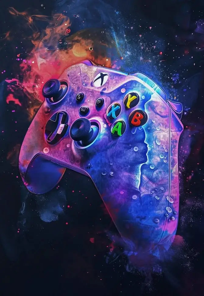 Vibrant neon video game posters set for gamer bedroom canvas art