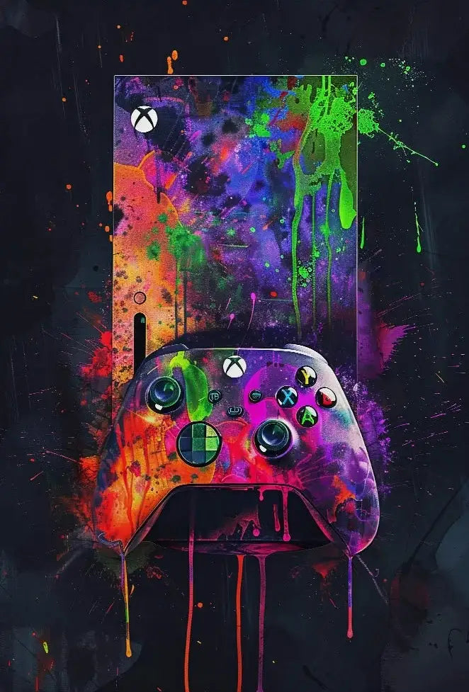 Vibrant neon video game posters set for gamer bedroom canvas art