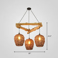 Rustic brown branch ceiling light – bedroom woven wicker chandelier