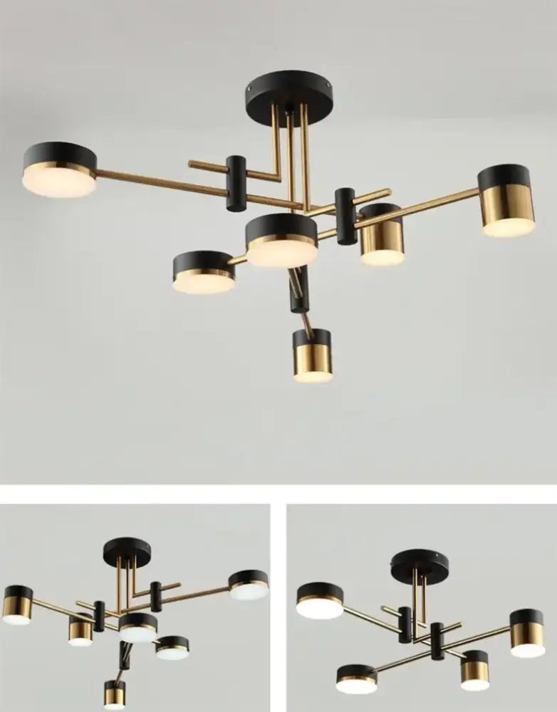 Modern black & gold geometric pendant light living room chandelier