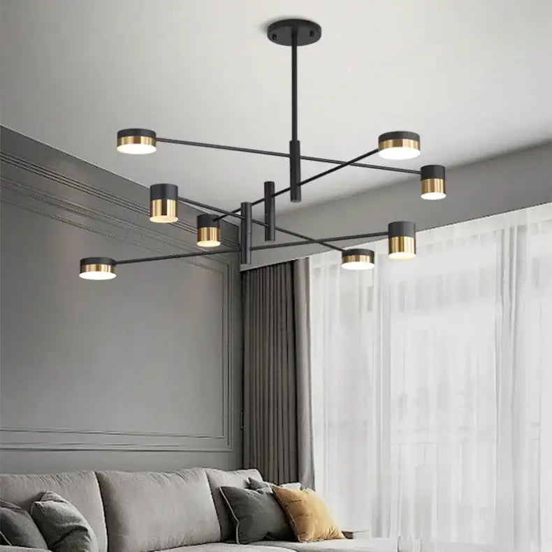 Modern black & gold geometric pendant light living room chandelier