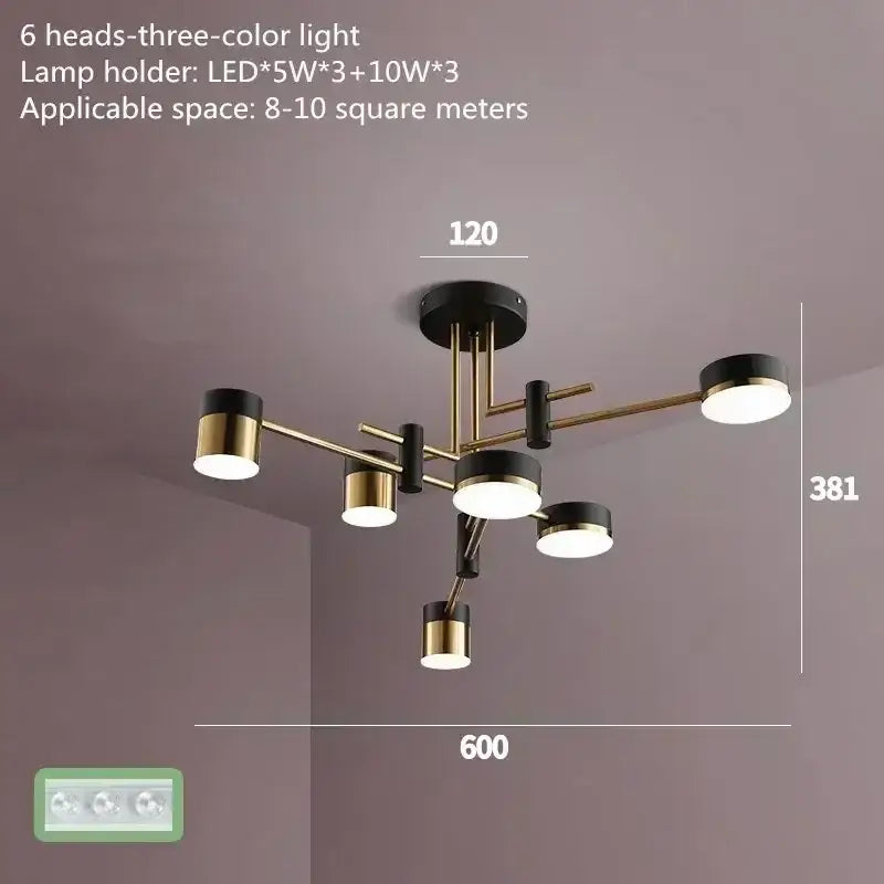 Modern black & gold geometric pendant light living room chandelier