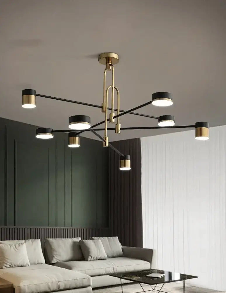 Modern black & gold geometric pendant light living room chandelier