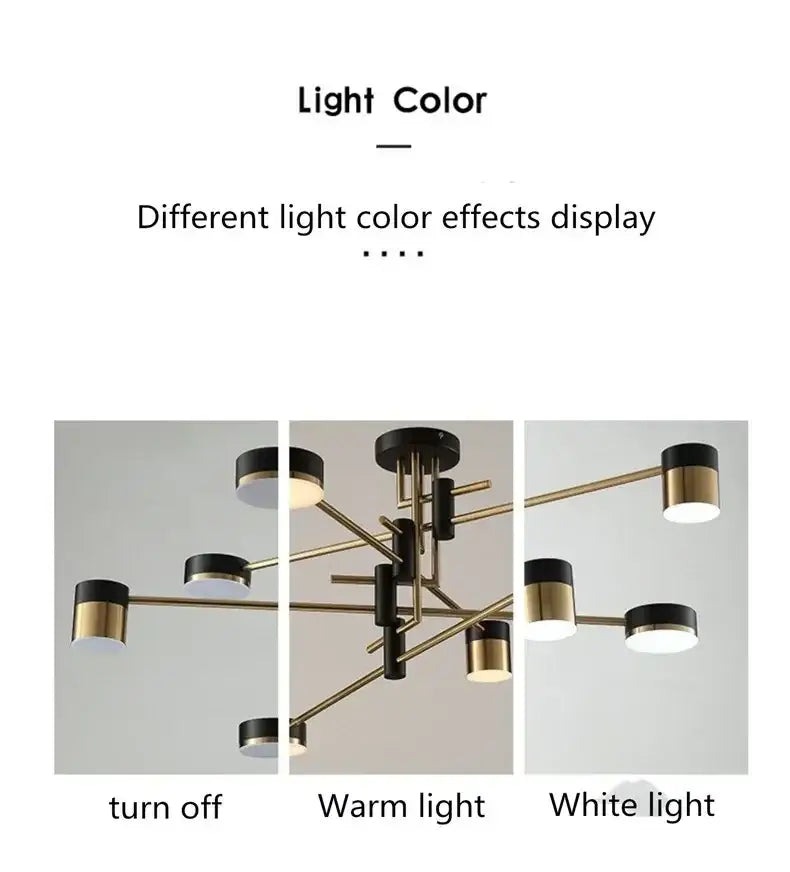 Modern black & gold geometric pendant light living room chandelier