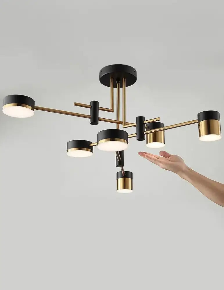 Modern black & gold geometric pendant light living room chandelier