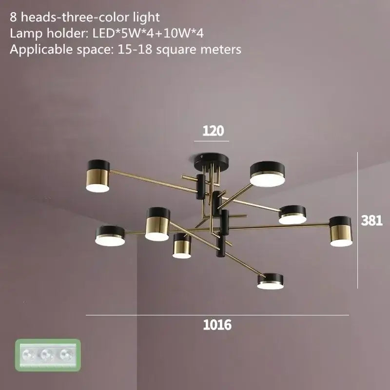Modern black & gold geometric pendant light living room chandelier