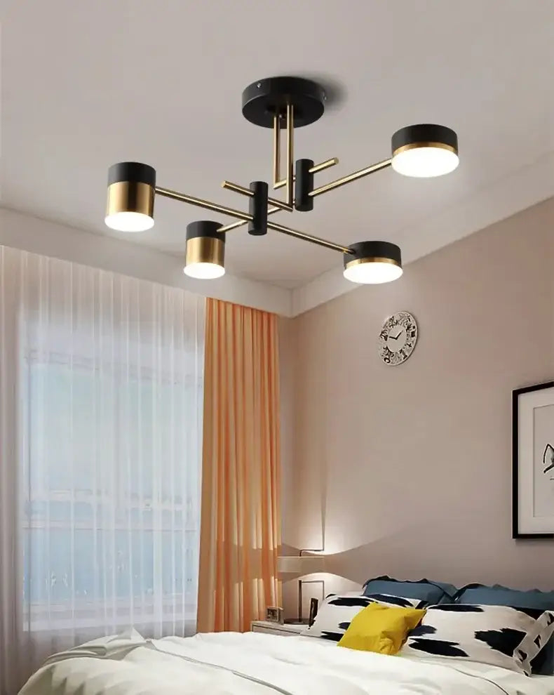 Modern black & gold geometric pendant light living room chandelier