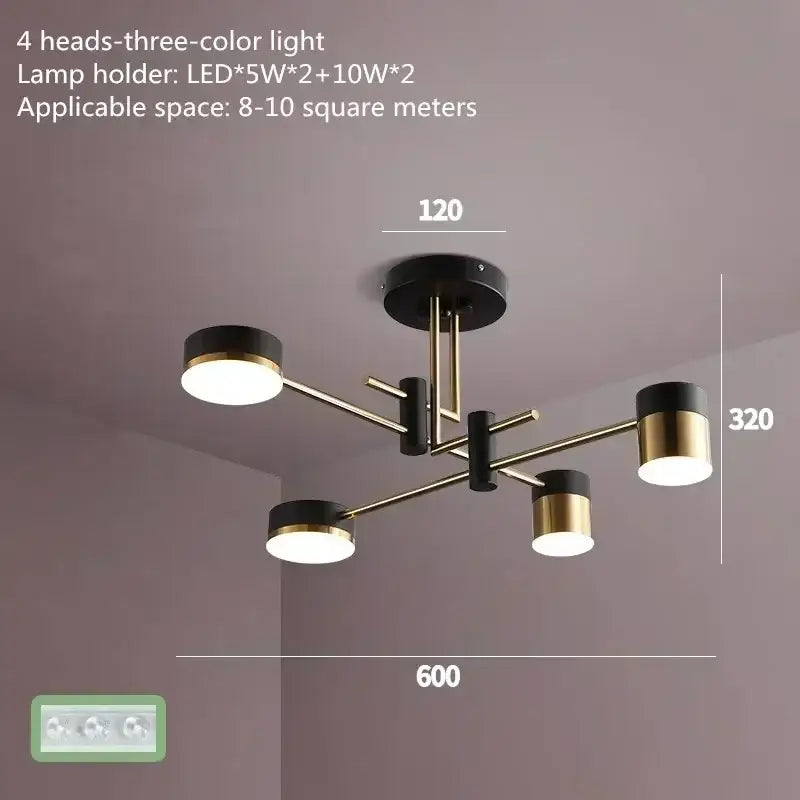 Modern black & gold geometric pendant light living room chandelier