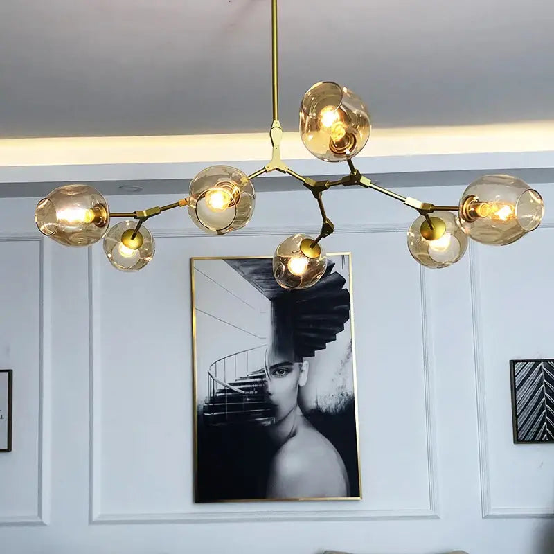 Modern gray textured glass chandelier lighting for dining rooms