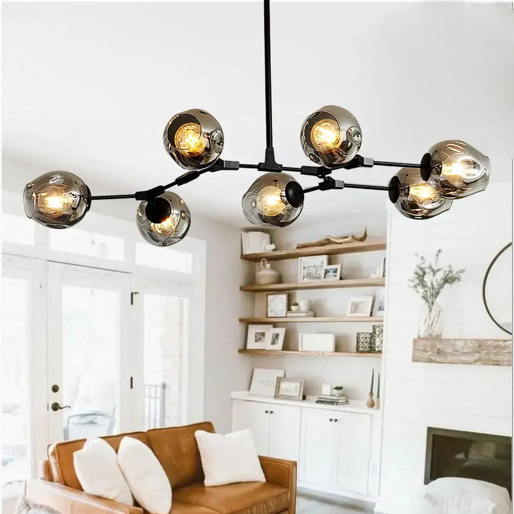 Modern gray textured glass chandelier lighting for dining rooms