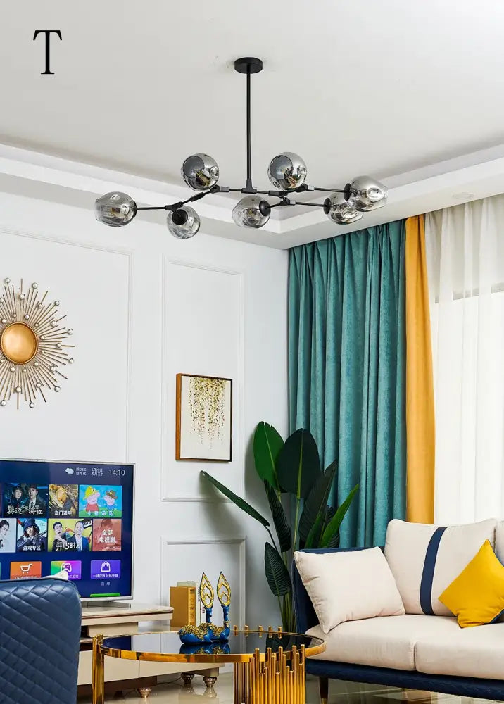 Modern gray textured glass chandelier lighting for dining rooms