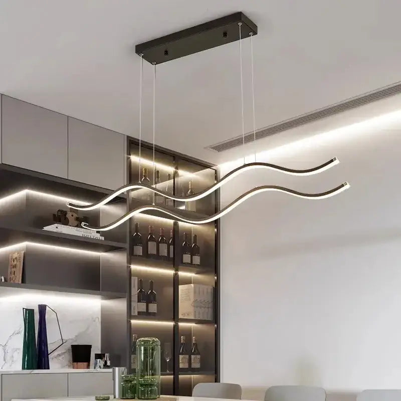 Modern curved led pendant light dining room decor