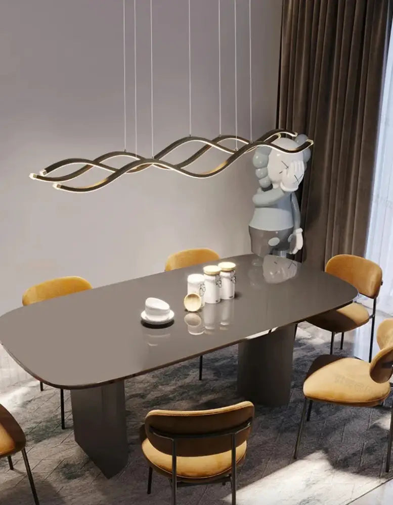 Modern curved led pendant light dining room decor