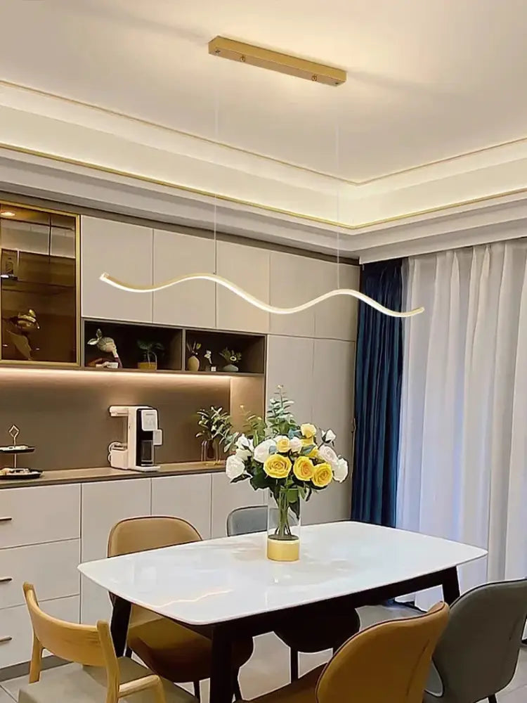 Modern curved led pendant light dining room decor