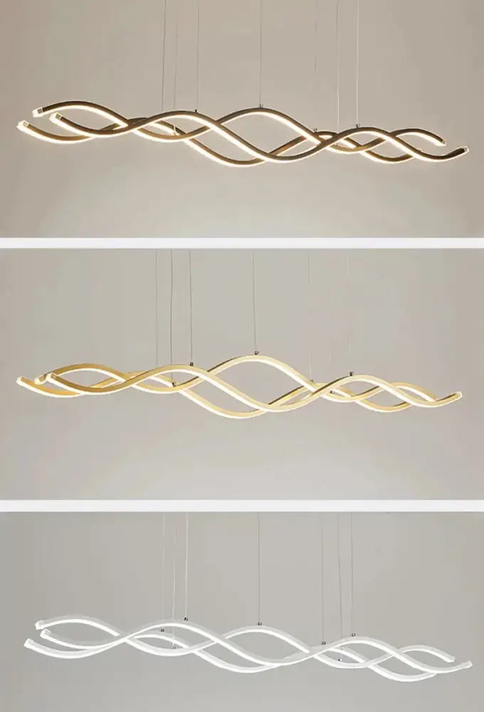 Modern black & white wavy led pendant lights for dining room