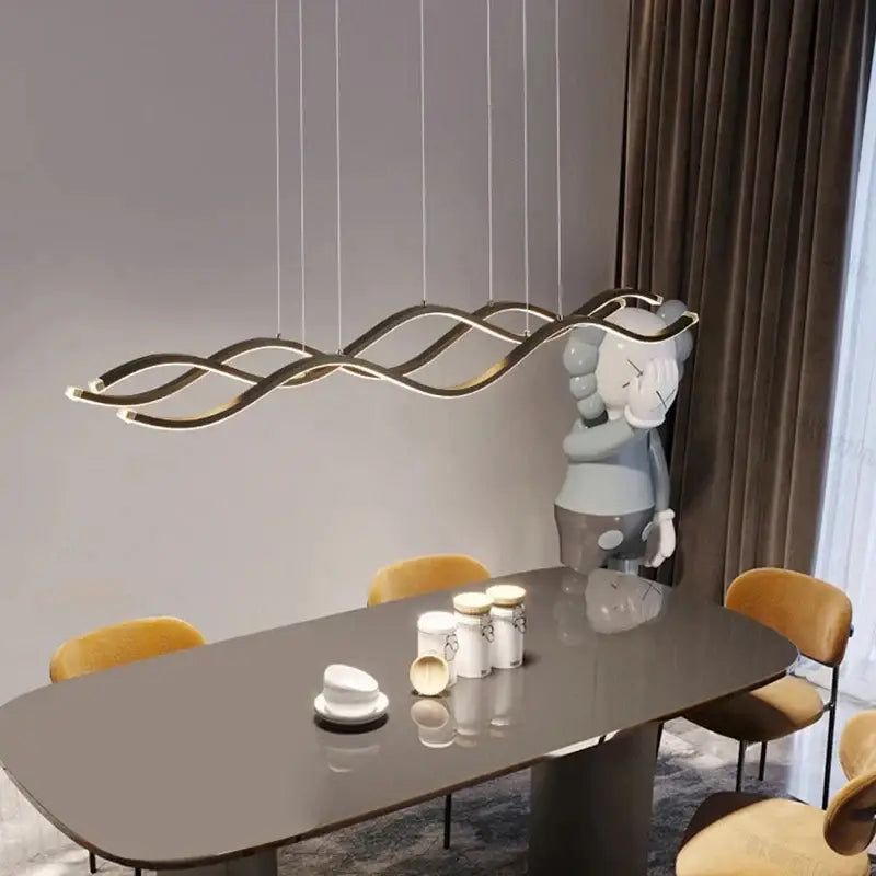 Modern white wavy led pendant light dining room chandelier