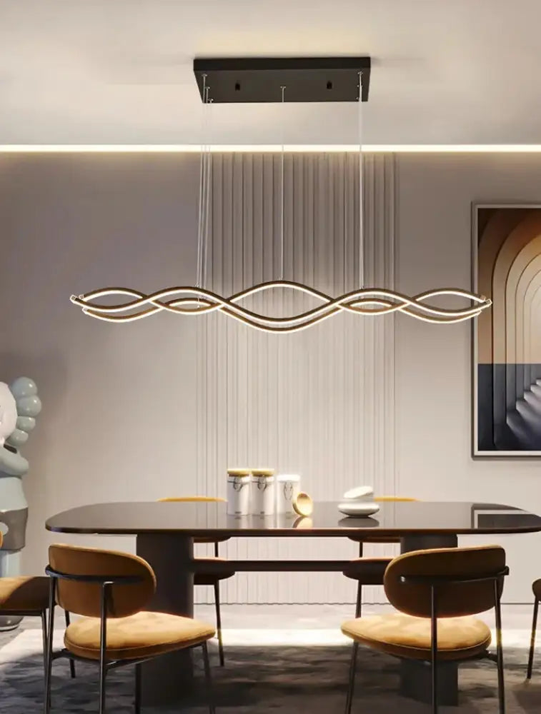 Modern black & white wavy led pendant lights for dining room