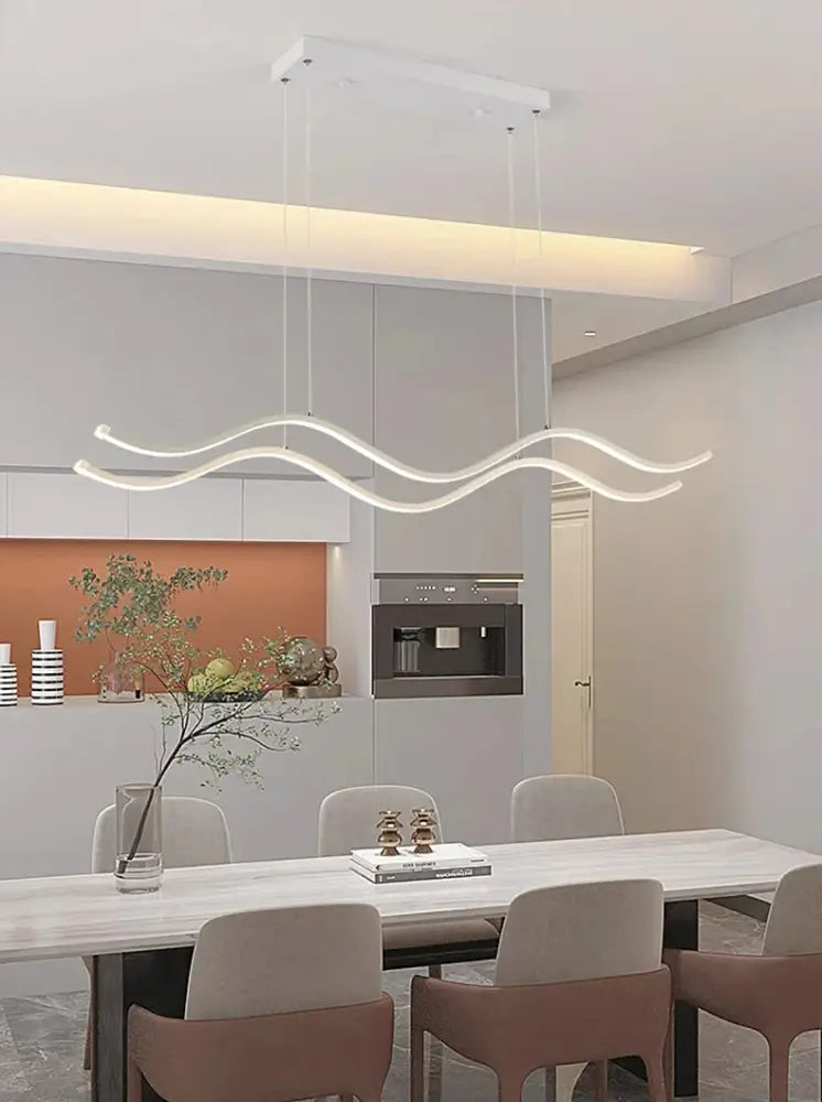 Modern black & white wavy led pendant lights for dining room