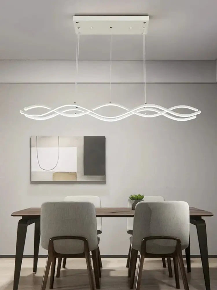 Modern black & white wavy led pendant lights for dining room