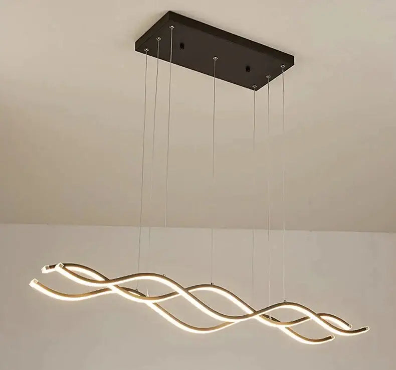 Modern gold led wave chandelier dining room nordic lighting