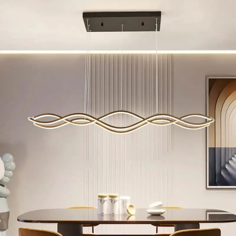 Modern gold led wave chandelier dining room nordic lighting