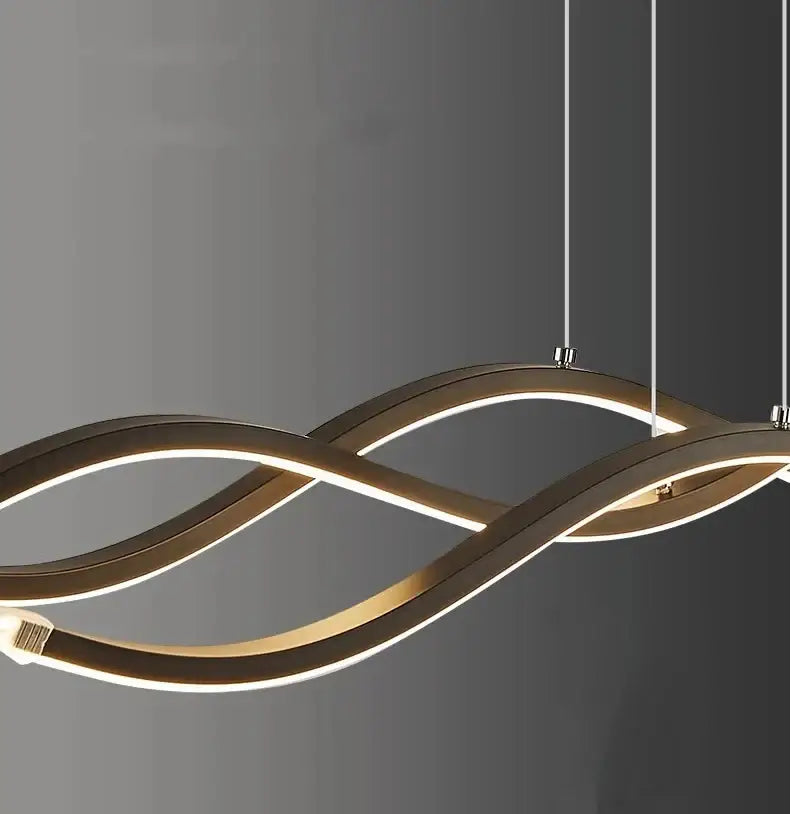 Modern gold led wave chandelier dining room nordic lighting
