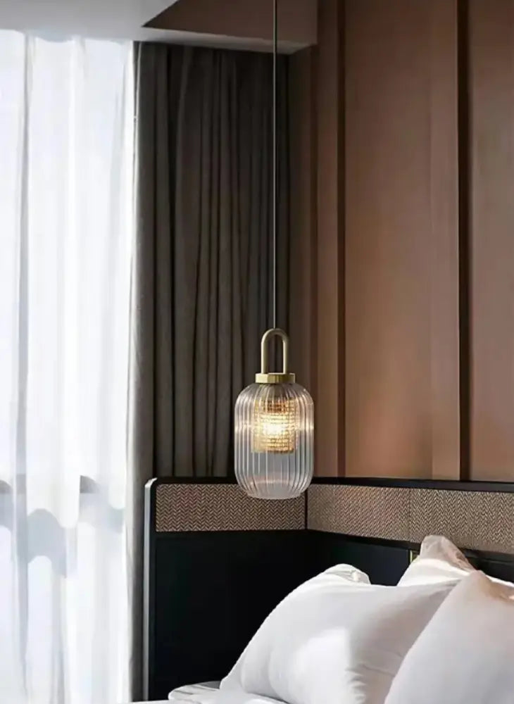 Vintage brass deer head wall lamp bedroom glass pendant light