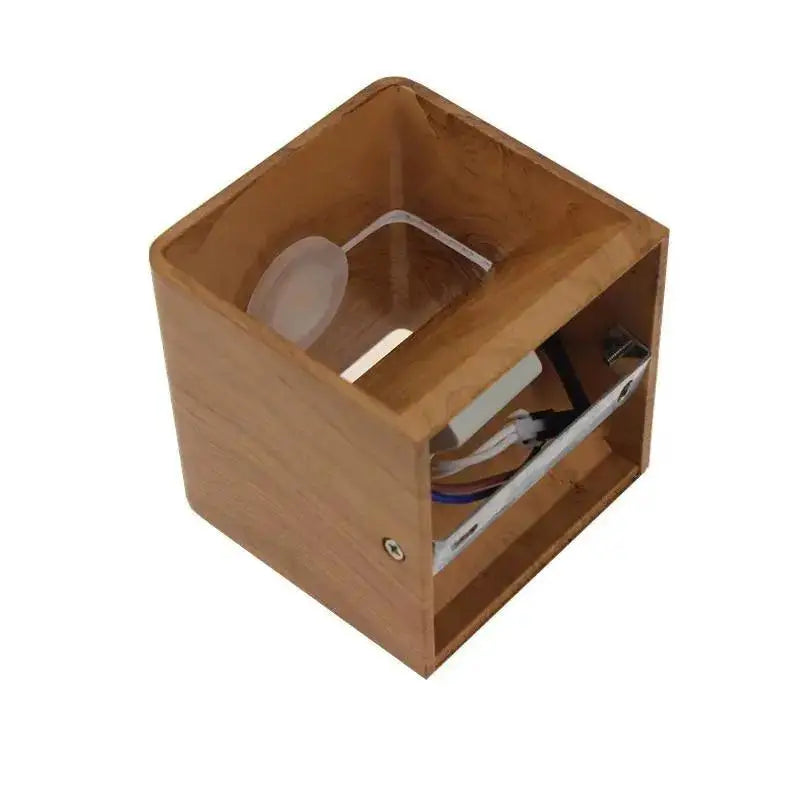 Nordic faux wooden cube wall light for bedroom