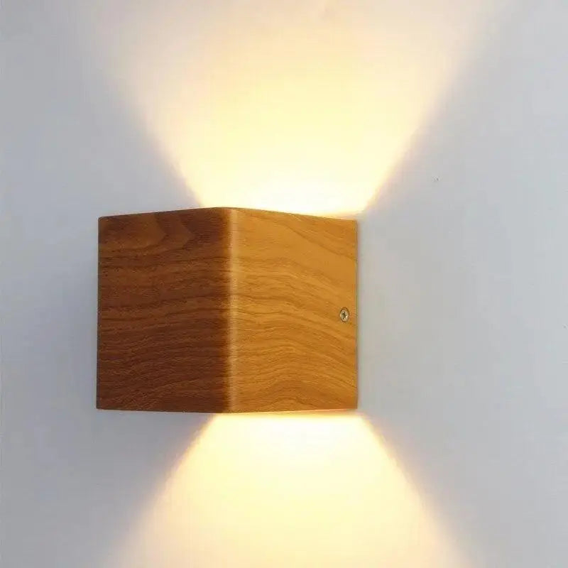 Nordic faux wooden cube wall light for bedroom