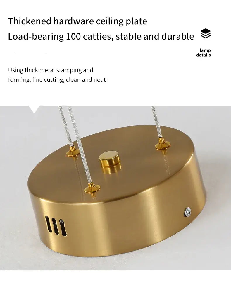 Modern gold led chandelier with remote control for dining room
